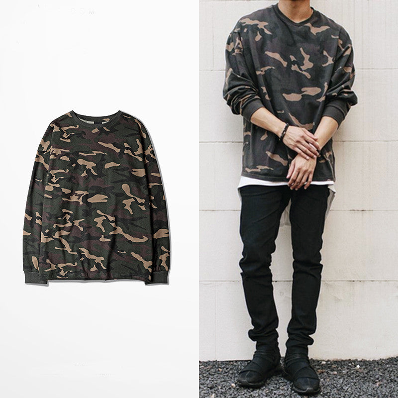 Relaxed Camo Crew Neck Sweater
