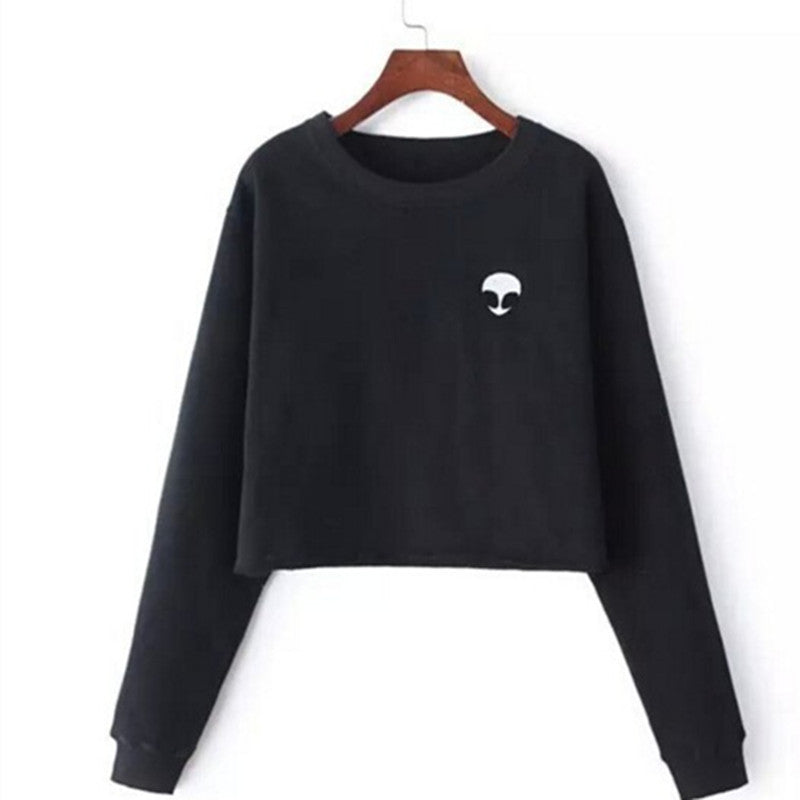 Alien Graphic Crop Top Sweater