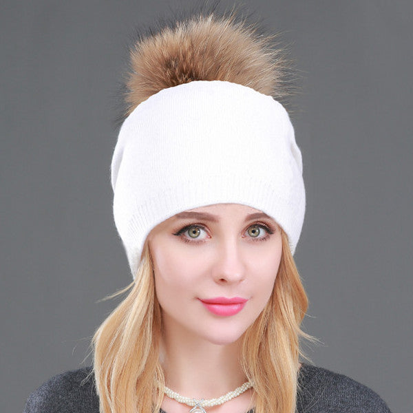 Wool Beanie With Fur