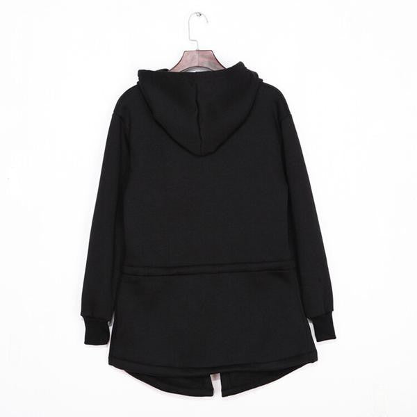 Loose-Fit Long Sleeve Hoodie With Zippers