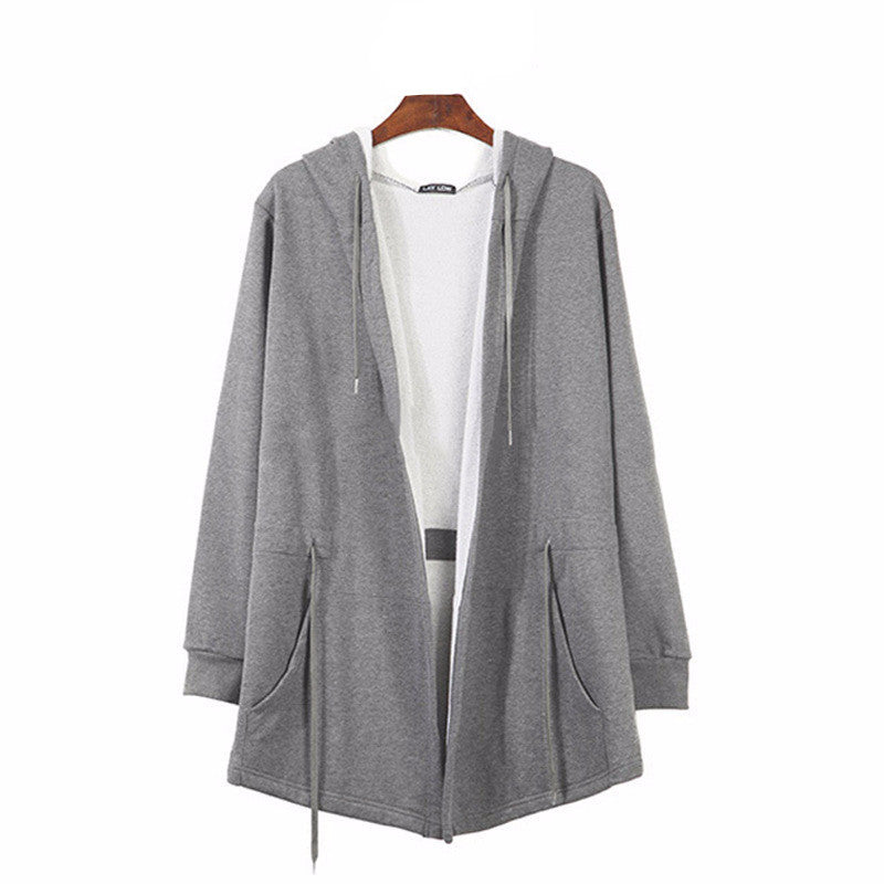 Loose-Fit Long Sleeve Hoodie With Zippers