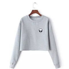 Alien Graphic Crop Top Sweater