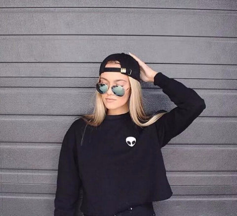 Alien Graphic Crop Top Sweater