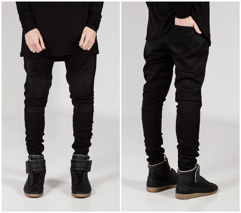 Biker Style Ribbed Jeans