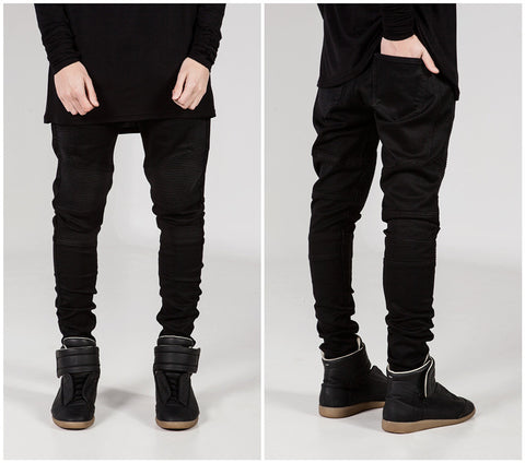 Biker Style Ribbed Jeans