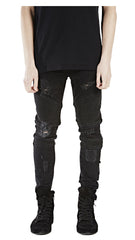 Biker Style Ribbed Jeans