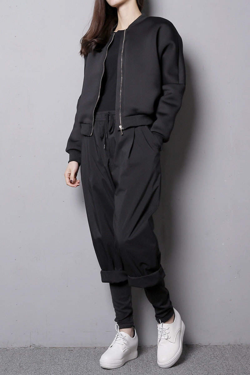 Jet Black Bomber Jacket
