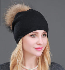 Wool Beanie With Fur