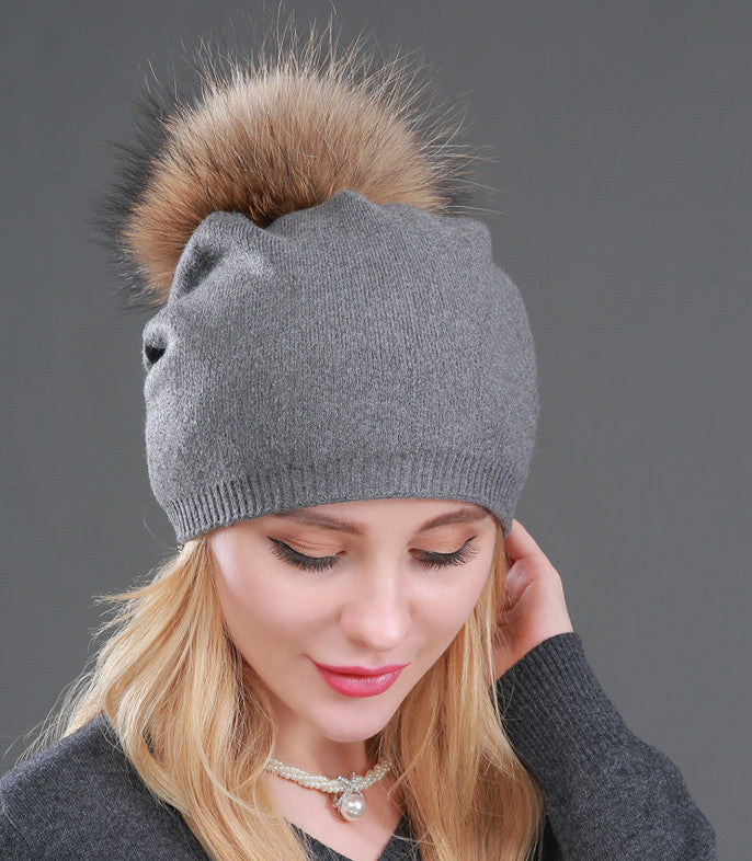Wool Beanie With Fur