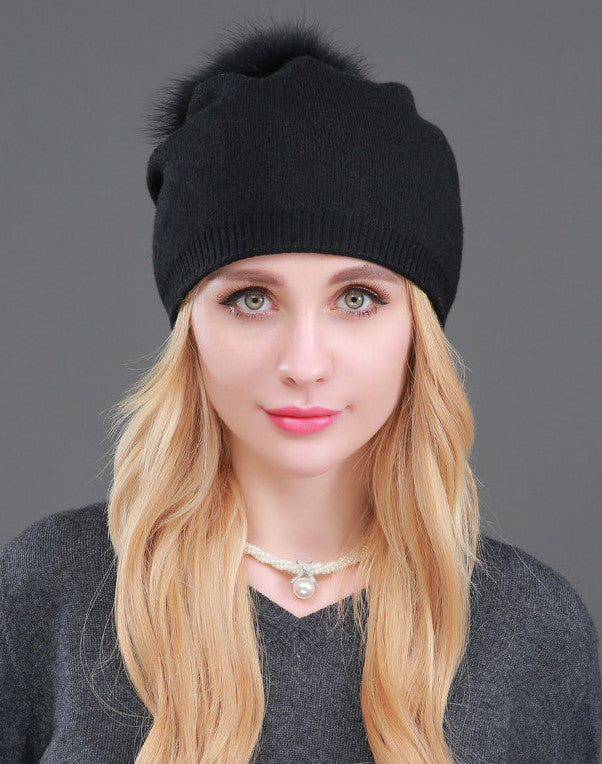 Wool Beanie With Fur