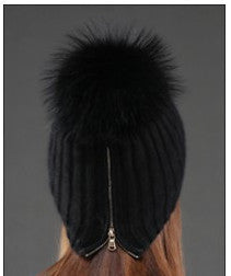 Wool Beanie With Fur