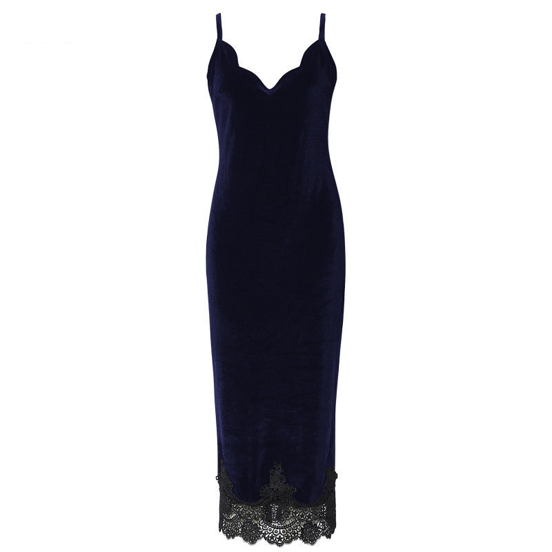 Velvet Dress With Mesh Bottom