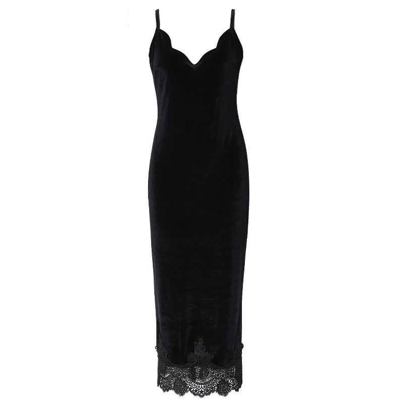 Velvet Dress With Mesh Bottom