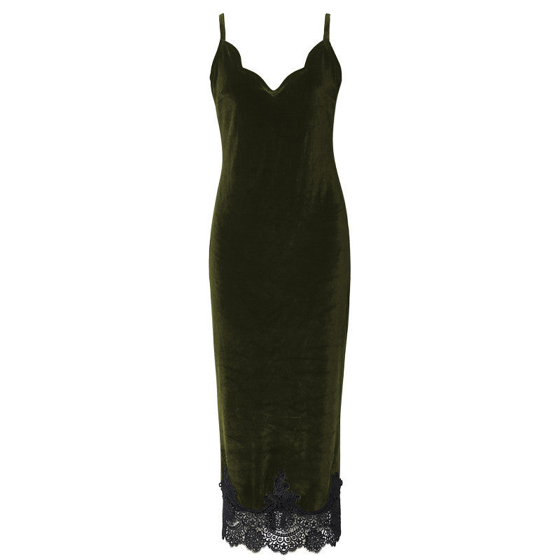 Velvet Dress With Mesh Bottom