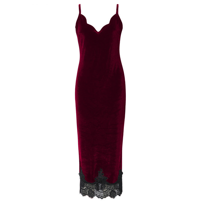 Velvet Dress With Mesh Bottom