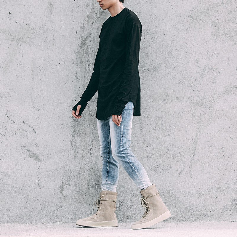 Long Sleeve T-Shirt With Scoop Bottom