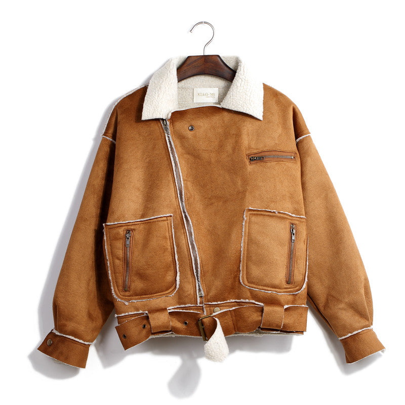 Faux Suede Aviator Style Jacket