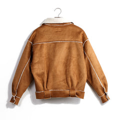 Faux Suede Aviator Style Jacket