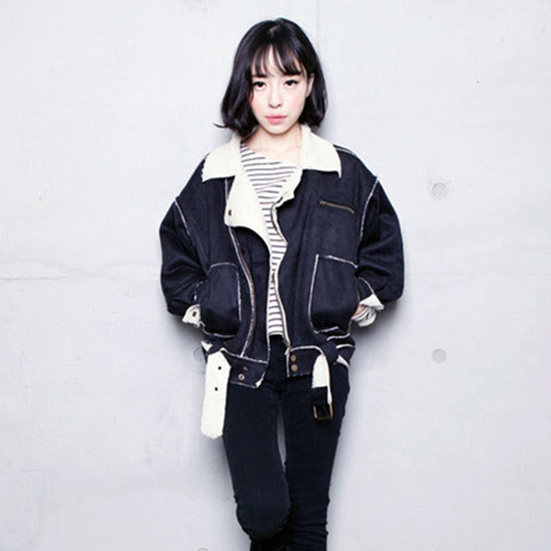 Faux Suede Aviator Style Jacket
