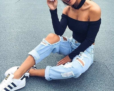 Off-Shoulder Long Sleeve Top
