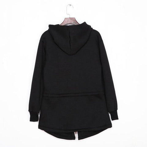 Loose-Fit Long Sleeve Hoodie With Zippers