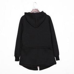 Loose-Fit Long Sleeve Hoodie With Zippers