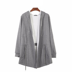 Loose-Fit Long Sleeve Hoodie With Zippers