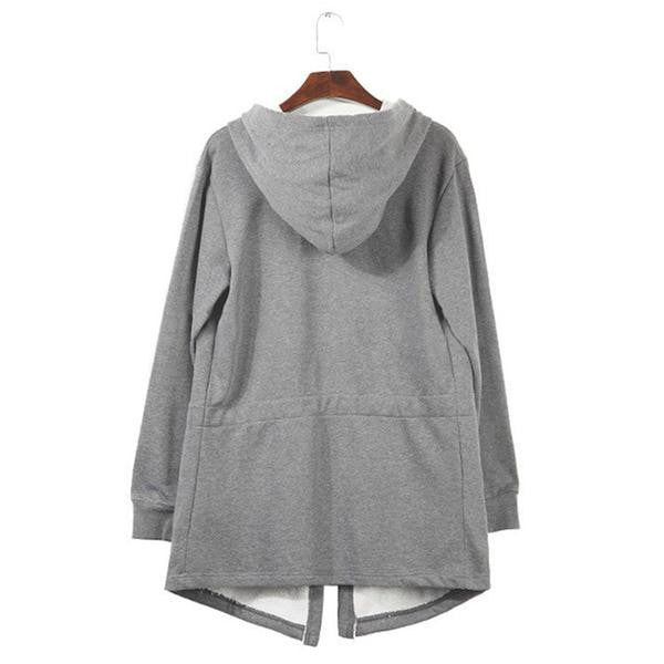 Loose-Fit Long Sleeve Hoodie With Zippers